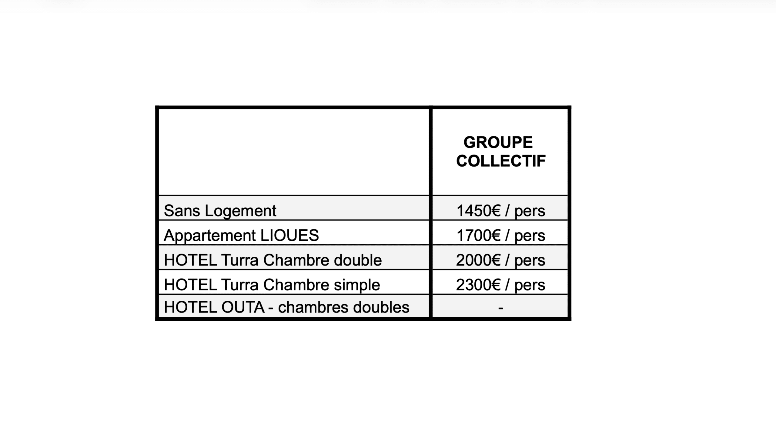 Accommodation & Pricing